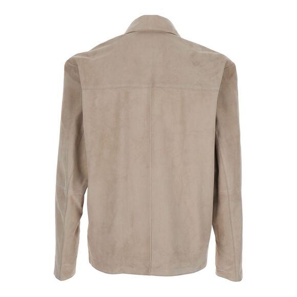 Arma Men Beige Jacket With Classic Collar In Leather Man